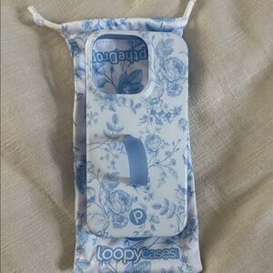 Loopy Case White and Blue Toile iPhone 14 Pro Case